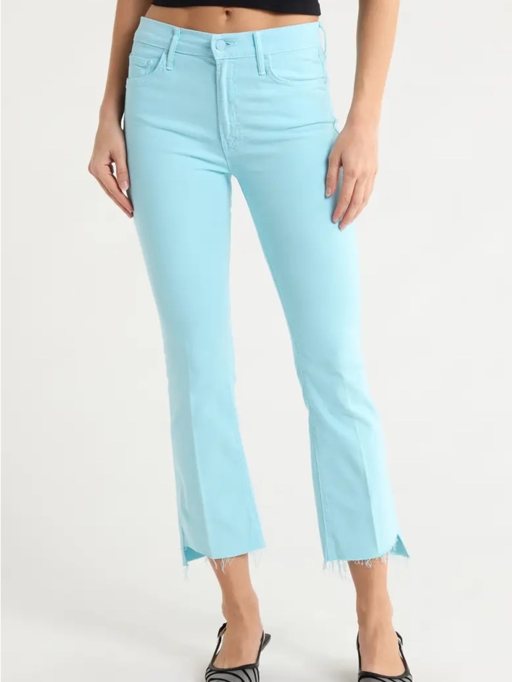 MOTHER Aqua Cropped Flare Jeans